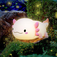 Mumuq Axolotl Night Light, Led Cute Silicone Nursery Axolotl Nightlight For Kids, Rechargeable Axolotl Night Lamp Touch Lamp Bedside Lamp With 20 Minutes Timer For Breastfeeding, Funny Decor