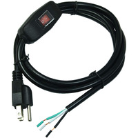 Filshu 6Ft 18 Gauge 3 Prong Ac Power Cord Cable With On Off Switch, Pigtail (Open End Wiring), Nema 5-15 Plug Us Sjtw 18Awg (10A)
