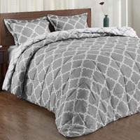 Basic Beyond Twin Comforter Set - Grey Comforter Set Twin, Reversible Twin Bed Comforter Set For All Seasons, Grey, 1 Comforter (66""X92"") And 1 Pillow Sham (20""X26""+2"")