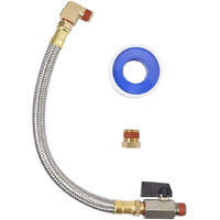 Kbrotech Extended Tank Drain Valve Assembly Kit Flexible Braided Steel Tube 10 Inch 1/4 Inch Npt Pipe Fitting For Air Compressor