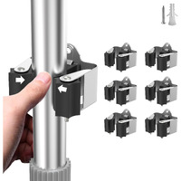 Garlwolex Broom Holder Wall Mount - 6 Pack Heavy Duty Broom Hooks Bulk, Space-Saving Broom Rack For Garage, Kitchen, Closet Organization