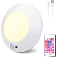 Bigmonat Motion Sensor Rechargeable Light, Wireless Led Shower Ceiling Light With Remote, 10 Color Changing Night Light For Shower Closet Bedroom Corridor Bathroom,220Lm (White,1 Pack)