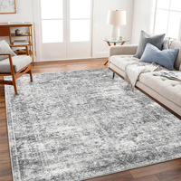 Champlant Area Rug 6X9 Washable Rug Gray Vintage Rug Traditional Floor Cover Thin Rug Retro Kitchen Indoor Distressed Non Slip Carpet Floral Print Mat Living Room Bedroom Dining Room