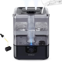 6L Humidifiers For Bedroom Large Room Home, Chivalz Cool Mist Top Fill Humidifiers For Baby Nursery And Plants, 26Db Quiet, Nightlight, Up To 50 Hours, Oil Diffuser 1 Pack + 2 Mist Outlets Black