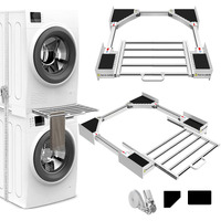 Hhxrise Washer Dryer Stacking Kit, Universal Stacking Kit For Washer And Dryer With Pull-Out Sliding Shelf, Adjustable Stackable Kit For 29""/28""/27""/26""/25""/24"" Front Load Laundry With Ratchet Strap