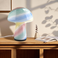 Notoc Dimmable Mushroom Lamp,Glass Mushroom Bedside Table Lamp Translucent Vintage Style Small Nightstand Desklamp Light For Home Decor, Dining, Living, Bedroom, Gift.(Rainbow Color)