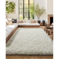 Pagisofe White Fluffy Shag Machine Washable Area Rugs For Living Room 5X7 Ft,Cream White Soft Shaggy Rugs For Bedroom,Office Ivory Carpet Boys Girls Dorm Pastel Rug For Kids Room Home Decor Aesthetic