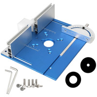 Ketiped Aluminium Router Table Insert Plate,Woodworking Benches 9.4X7.9X0.2 Inch Router Flip Plate With Miter Gauge Guide Aluminium Fence Sliding Brackets(Blue),Mg-051Bl
