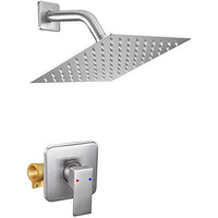 Jinggang Shower Faucet Brushed Nickel Rain Shower Head Shower Faucets Sets Complete Bathroom Rainfall Shower System, Single Function Shower Trim Kit With Rough-In Valve