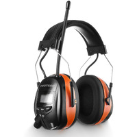 Protear Am/Fm Bluetooth Radio Headphones 25Db Nrr,Noise Reduction Safety Earmuffs,Digital Display Headset,Lithium Battery Rechargetable Ear Hearing Protection For Walkman Mowing,Lawn,Work(Orange)