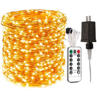 Resnice 100Ft Long Fairy Lights Plug In Waterproof Outside Copper Wire String Lights With Remote 300 High-Bright Leds For Garden, Porch, Patio, Christmas Wedding Party Decoration