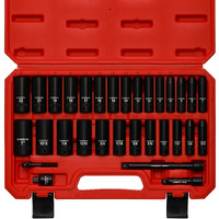 Casoman 3/8-Inch Deep Impact Socket Set, Metric & Sae, 31Piece Socket Set, Cr-V, Includes Extension Bar (3, 6-Inch) & Adapters, Heavy Duty Storage Case