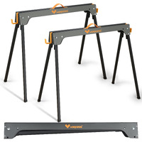 Workess Saw Horses 2 Pack, Heavy Duty Folding Portable Saw Horses Table 2200 Lbs Load Capacity With 2X4 Support Legs, Fast Open Legs And Easy Grip Handle For Woodworking.