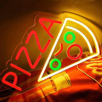 Attneon Pizza Neon Sign For Wall Decor, Pizza Shaped Neon Sign For Pizzeria,Pizza Led Neon Light For Restaurant,Kitchen,Store,Party,Restaurant Food Decor,Usb Powered,Size 14.6 * 8.3 Inch(Jtld006-21)