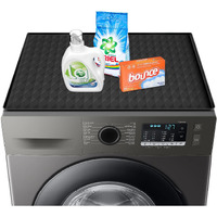Washer And Dryer Covers For The Top, 25.6''X 23.6'' Silicone Dust Pad For Laudry Machine & Dryer,Non-Slip Heavy Duty Waterproof Counter Top Protector Guards For Landry & Kitchen,Black