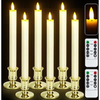 6 Pack Flameless Taper Candles With 2 Remotes, Led Fake Candles With Holders, Battery Operated Pillar 3D Flame Candles Of Real Wax For Home Decor, Wedding, Table, Festival, Halloween, Christmas