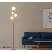 Fiqevs 4 Globe Floor Lamp For Living Room, Gold Modern Standing Lamp With Frosted Sphere Glass Shade, 3000K Warm Light Led Bulbs Included, Tall Tree Lamp For Bedroom, Home & Office - White
