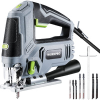 Workpro Jigsaw, 6.5Amp 850W Corded Electric Jig Saw Tool Kit With 6 Variable Speeds, 7 Blades, 45 Bevel Cutting, Led Light, 3000 Spm, 4 Orbital Settings, Edge Guide, Tool-Free Blade Changing