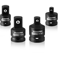 Workpro 4-Piece Impact Socket Adapter And Reducer Set, 1/4"", 3/8"", 1/2"" Drive Socket Adapter Set, Impact Driver And Wrench Conversion Kit, Socket Reducer, Premium Cr-Mo Steel Made