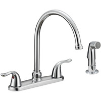 Ez-Flo Kitchen Faucet, Kitchen Sink Faucet With 2 Handles And Pull-Out Side Sprayer, 4-Hole Installation, Chrome, 10201