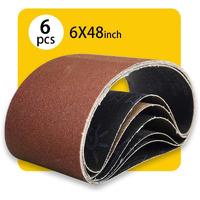 6 X 48 Inch Assorted Sanding Belts | Premium Aluminum Oxide Sanding Belt Assortment | Premium Sander Sandpaper - 6 Pack, 2 Each Of 80/120 / 150 Grit