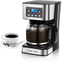 Taylor Swoden 12-Cup Programmable Coffee Maker, Regular & Strong Brew Drip Coffee Machine For Home And Office, Glass Carafe, Pause & Serve, Auto Shut Off, Green & Stainless Steel
