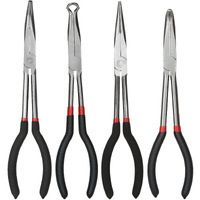 Long Needle Nose Pliers Set, 4 In 1 Bent Needle Nose Pliers 90 Degree, 11 Inch Spark Plug Wire Removal Tool, Pointy Nose Pliers, Pinch Nose Pliers, Snipe Nose Pliers, Curved Nose Pliers