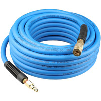 Yotoo Air Hose 3/8 In X 50 Ft, Heavy Duty Hybrid Air Compressor Hose, Flexible, Lightweight, Kink Resistant With 1/4"" Industrial Quick Coupler Fittings, Bend Restrictors, Blue