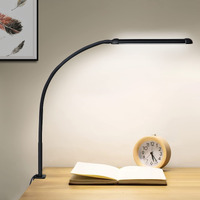 Phimuezl Led Desk Lamp With Clamp, Clamp Light With Adjustable Color Modes,Clip On Light With Long Flexible Gooseneck, Eye-Care Lamp Clamp For Study, Work, Home, Office, (Black, 12W)