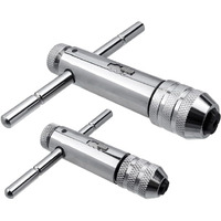 Bestgle 2Pcs Ratchet T Handle Tap Wrench, Adjustable T Bar Handle Holder Ratcheting Tap Wrench For Metric M3-M8 / M5-M12 Thread Screw Taps