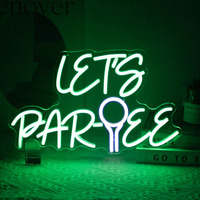 Kullneon Let's Par Tee Neon Sign Golf Neon Signs For Wall Decor Green White Led Golf Ball Neon Light Dimmable Hanging Wall Sign Neon Lights Signs For Golf Club Bedroom Man Cave Party Decor