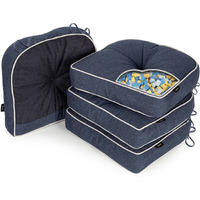 Sunrox Lokgrip Non Slip Gel Memory Foam Chair Cushions For Tailbone Pain Relief, Tufted Stain Resistant Thicken Durable Seat Pad Cushion For Kitchen Dining Office 17""X16"" Set Of 4, Heather Indigo
