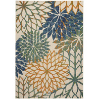 Nourison Aloha Indoor Outdoor Blue Green 3'6"" X 5'6"" Area Rug, Easy Cleaning, Non Shedding, Bed Room, Living Room, Dining Room, Backyard, Deck, Patio (4X6)