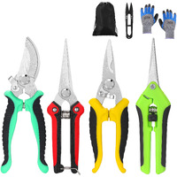 5 Pack Garden Pruning Shears Stainless Steel Blades, Handheld Scissors Set With Gardening Gloves,Heavy Duty Garden Bypass Pruning Shears,Tree Trimmers Secateurs, Hand Pruner (Multi-Color)