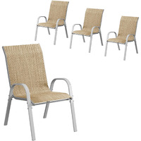 Amopatio Patio Chairs Set Of 4, Outdoor Stackable Dining Chairs For All Weather, Breathable Garden Outdoor Furniture For Backyard Deck, Brown