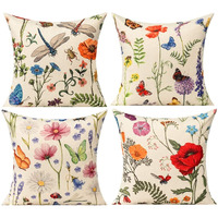 All Smiles Outdoor Patio Throw Pillow Covers 26X26 Set Of 4 Summer Spring Garden Flowers Farmhouse D  Cor Outside Furniture Bench Chair Decorative Cushion Cases For Bed Couch Sofa