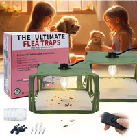 Flea Traps For Inside Your Home, Flea Killer Trap Indoor Natural Safe Pest Control Trapper House Sticky Insect Killer With Light & Switch Bed Bug Trap, Safe For Kid & Pet, 2 Packs Green