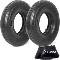 (2 Sets) 4.00-6 Replacement Pneumatic Tires And Inner Tubes - Universal Fit 13    Tires And Tubes Compatible With Wheelbarrows And Gorilla Carts - With Ribbed Treads And Tr13 Straight Valve Stems