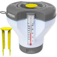 Swimline Hydrotools Smart Chlorine Floater Dispenser For Above Ground & Inground Pools Spas W/Thermometer | Tablet Refill Indicator & Tongs | Large Adjustable Floating 3-Inch Chlorine Bromine Tabs