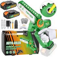 Mini Chainsaw 6-Inch Battery Powered - Cordless Electric Hand Chainsaw With Auto-Oiler System - 21V Small Handheld Chain Saw Battery Operated For Tree Trimming Wood Cutting