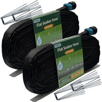Secbulk 2024 Flat Soaker Hose 100 Ft With Stakes For Garden, 50Ft X 2 Linkable Drip Hose Diy Automates Garden Irrigation System Saving 80% Water, Dual-Layer Leak-Free Design Water Hose With Holes