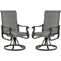 Udpatio Patio Swivel Dining Chairs Set Of 2, Outdoor Dining Chairs High Back With All Weather Breathable Textilene, Metal Rocking Frame For Lawn Garden Backyard, Dark Gray