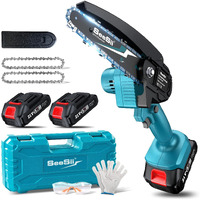 Seesii Mini Chainsaw Cordless 6-Inch, Handheld Electric Power Chain Saw With 2 Batteries, For Tree Trimming Wood Cutting, Best Gifts For Dad, Husband