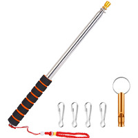 9.8Ft Telescopic Flag Pole,Stainless Steel Handheld Portable Extendable Retractable Flagpole With Clips,Anti-Slip Grip,Whistle,Telescoping Flag Banner Pole Pointer For Tour Guide,Teachers (Orange Red)