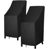 Mavincher Stackable Patio Chair Covers, High Back Outdoor Chair Covers, 600D Heavy Duty Waterproof Lawn Outside Barstool Furniture Covers,Fits For 4-6 Stackable Dining Chairs,27""W X 27""D X 49""H,2 Pack
