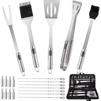 Bbq Accessories Kit - 20Pcs Stainless Bbq Grill Tools Set For Smoker Camping Barbecue Grilling Tools Bbq Utensil Set Outdoor Cooking Tool Set With Canvas Bag Gift For Thanksgiving Day, Christmas