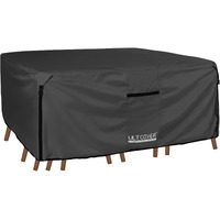 Ultcover 600D Tough Canvas Heavy Duty Rectangular Patio Table And Chair Cover - Waterproof Outdoor General Purpose Furniture Covers 88Lx62Wx28H Inch, Black