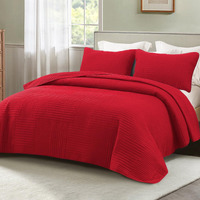 Whale Flotilla Ultra Soft Twin Quilt Bedding Set, Lightweight Fall Red Quilts Bedspreads Twin Size, Ultrasonic Geometric Coverlet Bed Cover For All Seasons (1 Quilt, 1 Pillow Sham)