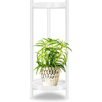 Lilybud--Lily Plant Stand Indoor Outdoor, 2 Tier Plant Stands For Indoor Outdoor Plants, 30'' Tall Flower Stand White Plant Shelf Metal Display Rack For Patio Garden Deck Living Room