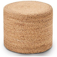 Wimarsbon 18'' Pouf Ottoman, Natural Braided Poof, Round Poufs, Rustic Handweave Lounge Pouffe, Boho Footrest Stool For Bedroom, Accent Table Or Seat For Patio, Living Room (68Ld)